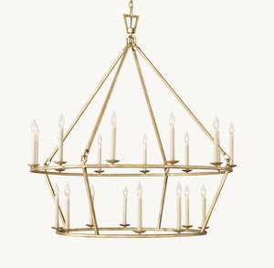 19TH C. ENGLISH OPENWORK TWO-TIER ROUND CHANDELIER 62" - Zonesus