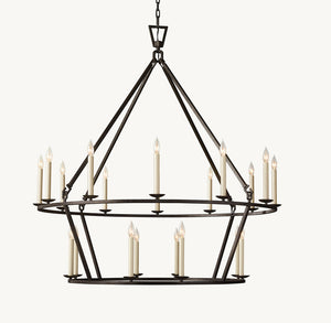 19TH C. ENGLISH OPENWORK TWO-TIER ROUND CHANDELIER 62" - Zonesus