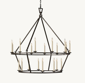 19TH C. ENGLISH OPENWORK TWO-TIER ROUND CHANDELIER 62" - Zonesus