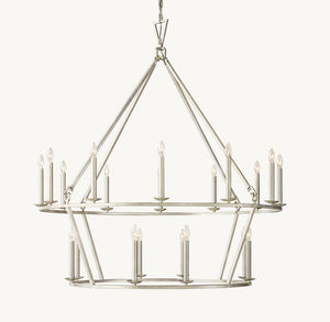 19TH C. ENGLISH OPENWORK TWO-TIER ROUND CHANDELIER 50" - Zonesus