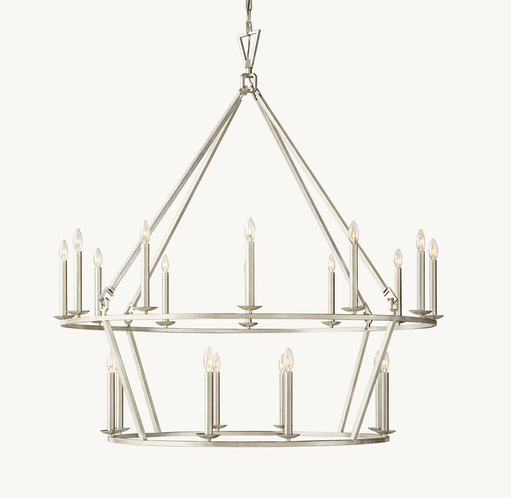 19TH C. ENGLISH OPENWORK TWO-TIER ROUND CHANDELIER 62" - Zonesus