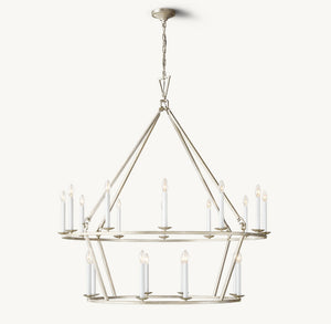 19TH C. ENGLISH OPENWORK TWO-TIER ROUND CHANDELIER 50" - Zonesus