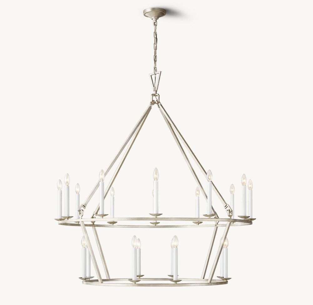 19TH C. ENGLISH OPENWORK TWO-TIER ROUND CHANDELIER 50" - Zonesus