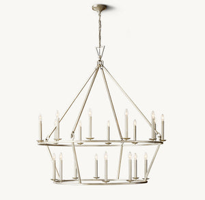 19TH C. ENGLISH OPENWORK TWO-TIER ROUND CHANDELIER 62" - Zonesus