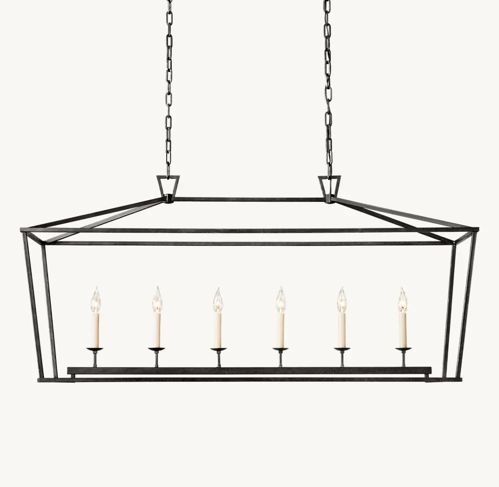 19TH C. ENGLISH OPENWORK RECTANGULAR CHANDELIER 54" - Zonesus