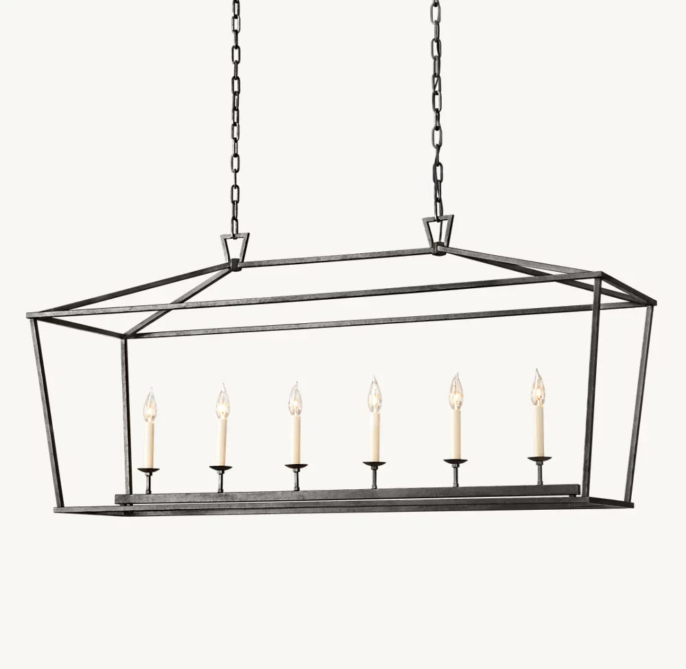 19TH C. ENGLISH OPENWORK RECTANGULAR CHANDELIER 54" - Zonesus