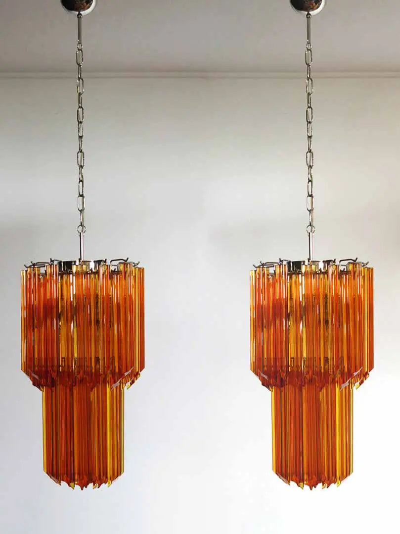 Murano Chandelier – Quadriedri – 46 prisms – Amber - Zonesus