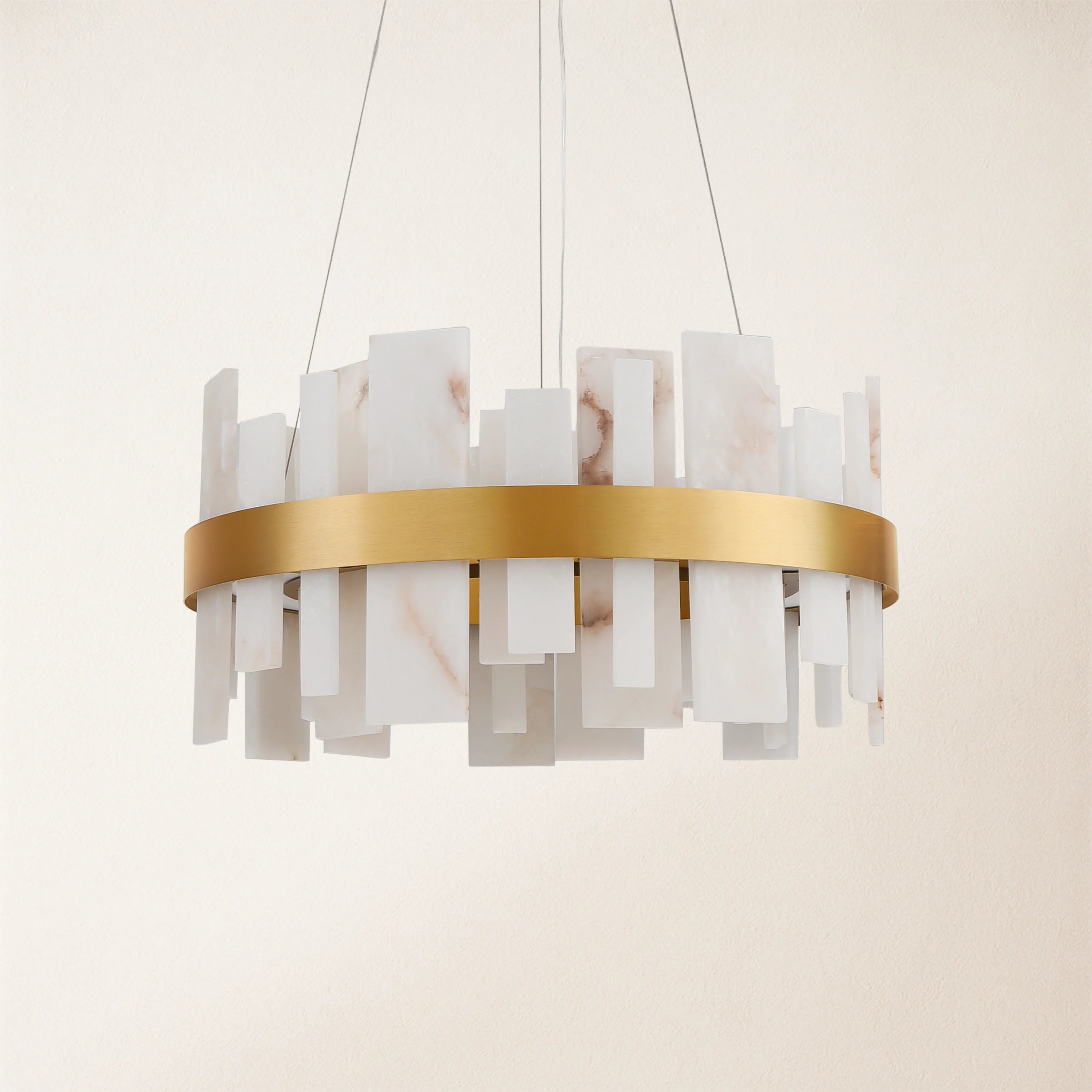 Nocturne Alabaster Round Chandelier 24"#Finish_Gold