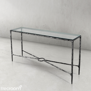 Thaddeo Rectangle Glass Console Table 60" 72" - Zonesus