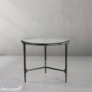Thaddeo Glass Round Coffee Table 3 Legs 35" - Zonesus