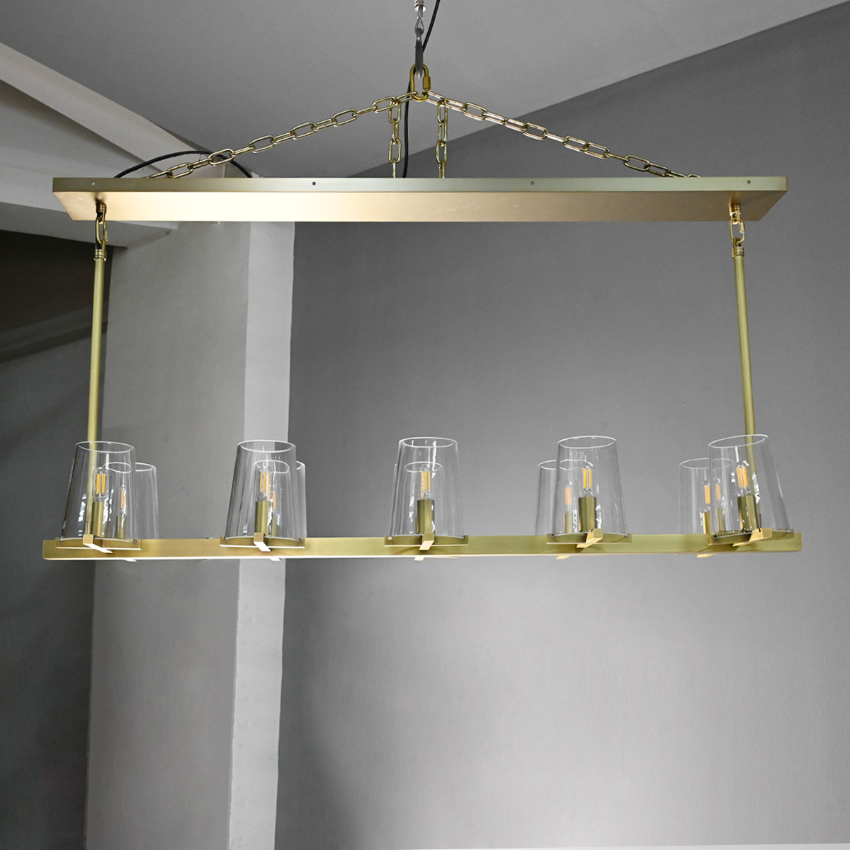 Pauillyc Clear Glass Linear Chandelier 49" 60" - Zonesus