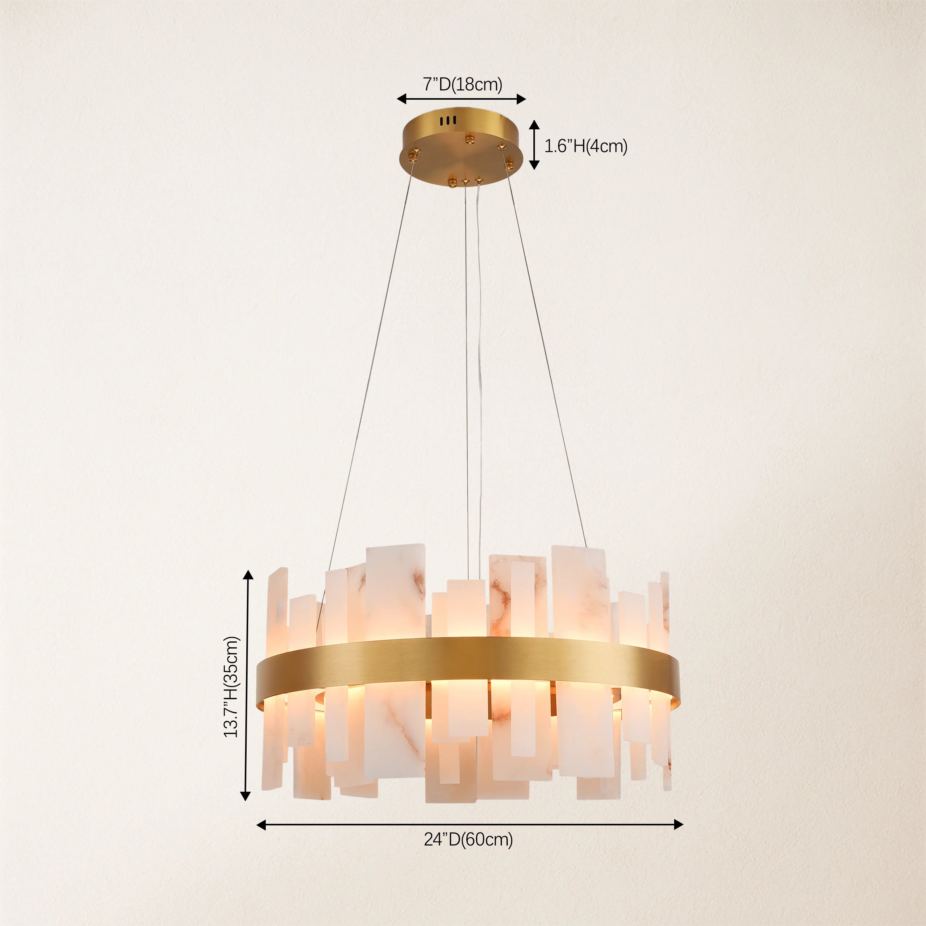 Nocturne Alabaster Round Chandelier 24"#Finish_Gold