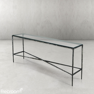 Thaddeo Rectangle Glass Console Table 60" 72" - Zonesus