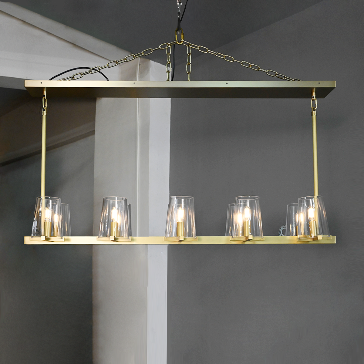 Pauillyc Clear Glass Linear Chandelier 49" 60" - Zonesus