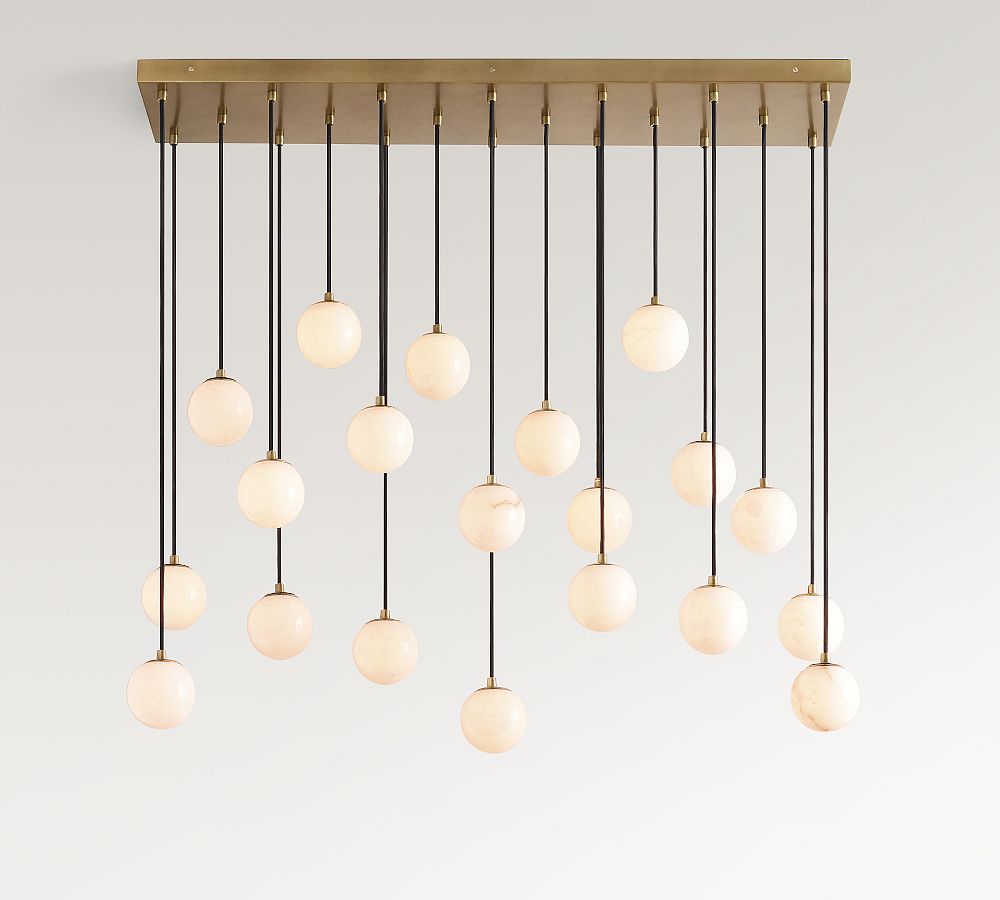 Raina Alabaster Linear Multi Globe Chandelier (46") - Zonesus