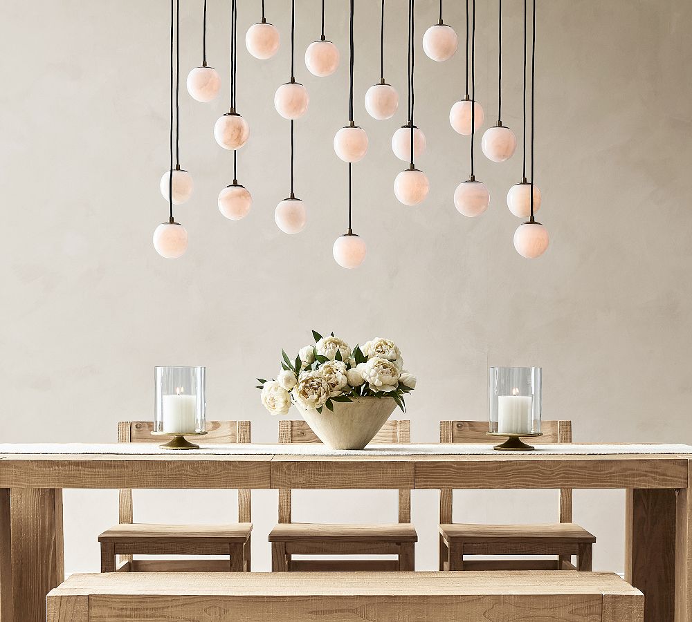 Raina Alabaster Linear Multi Globe Chandelier (46") - Zonesus