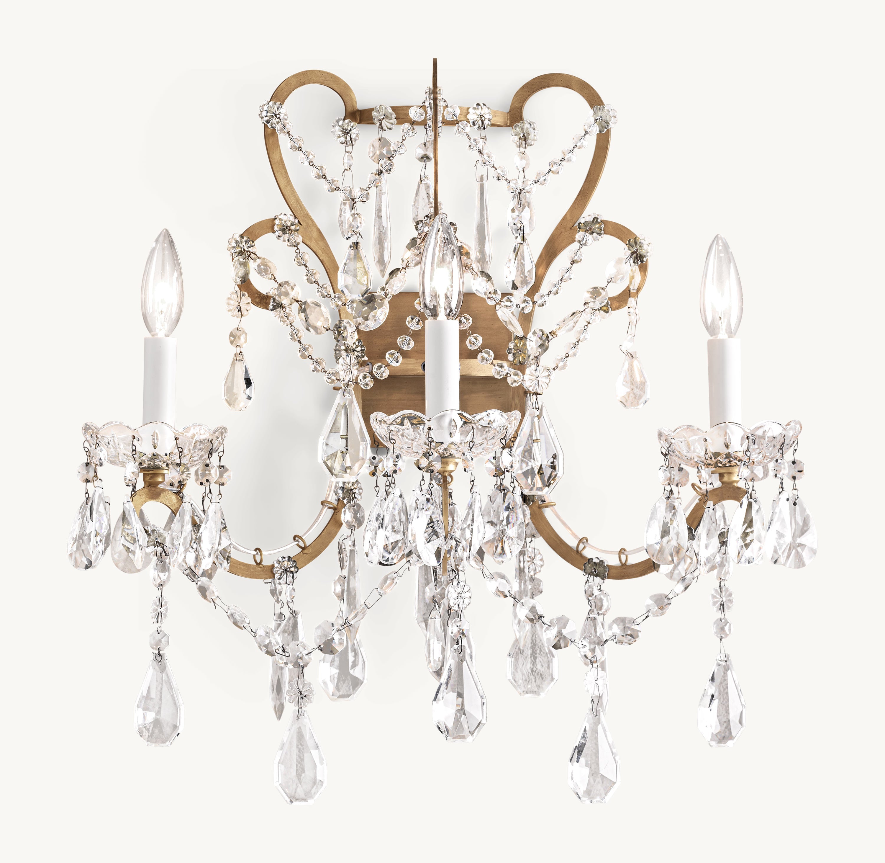 Manor Court Crystal 3-Arm Sconce - Zonesus