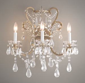 Manor Court Crystal 3-Arm Sconce - Zonesus