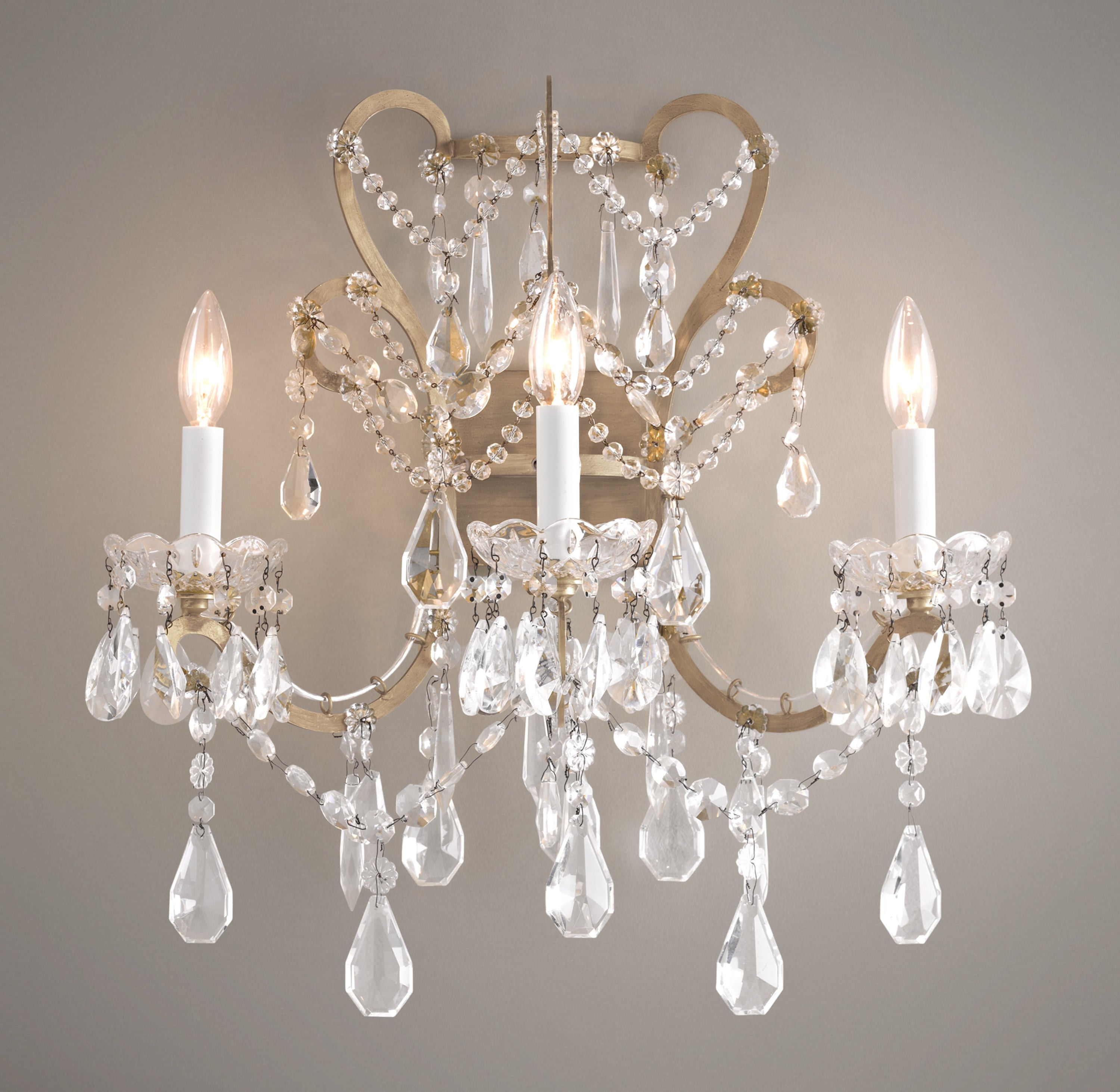 Manor Court Crystal 3-Arm Sconce - Zonesus
