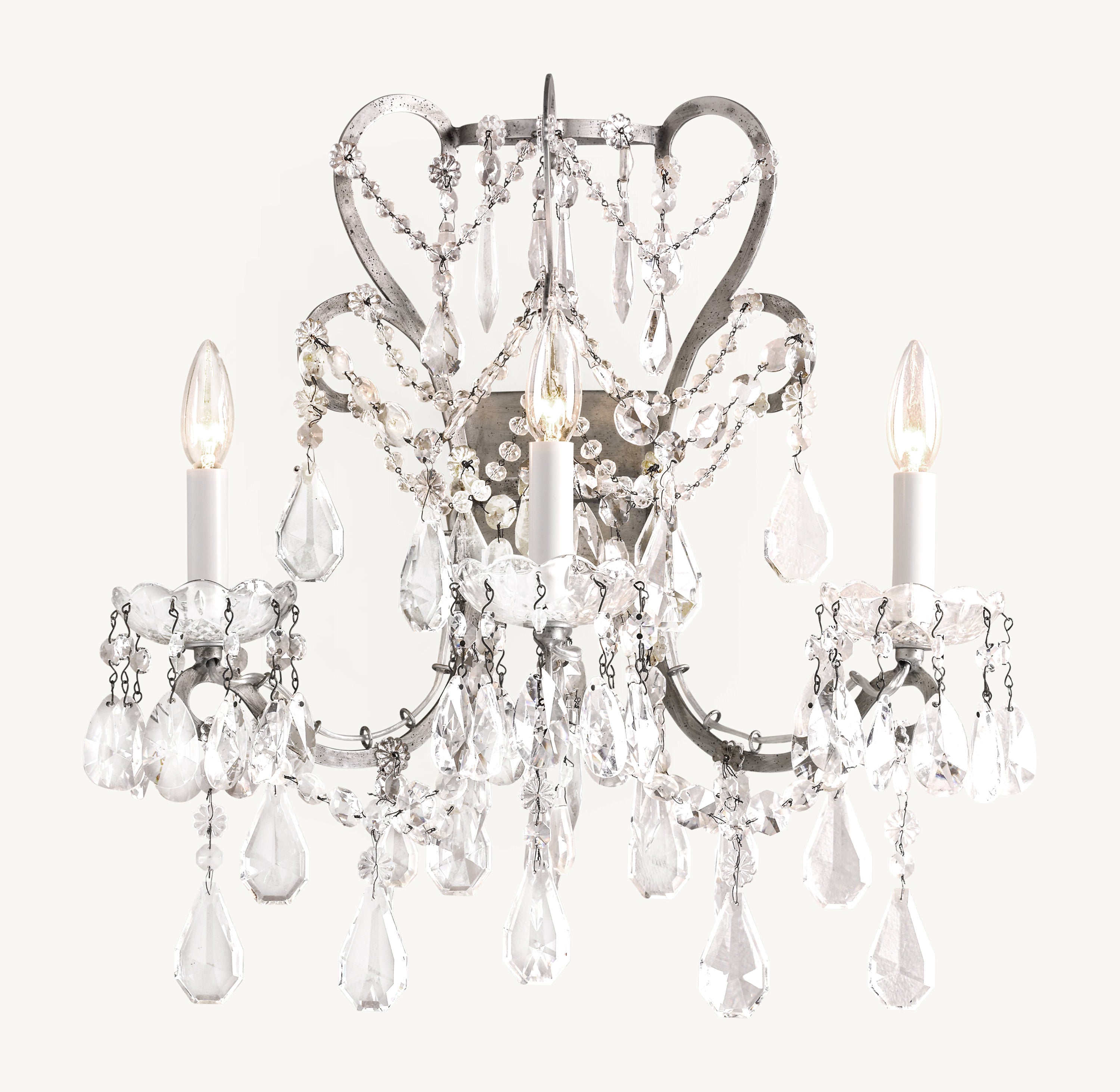 Manor Court Crystal 3-Arm Sconce - Zonesus