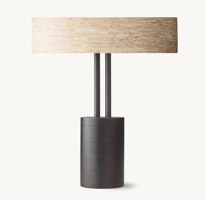 Claudio Travertine Halo Table Lamp 15''D - Zonesus