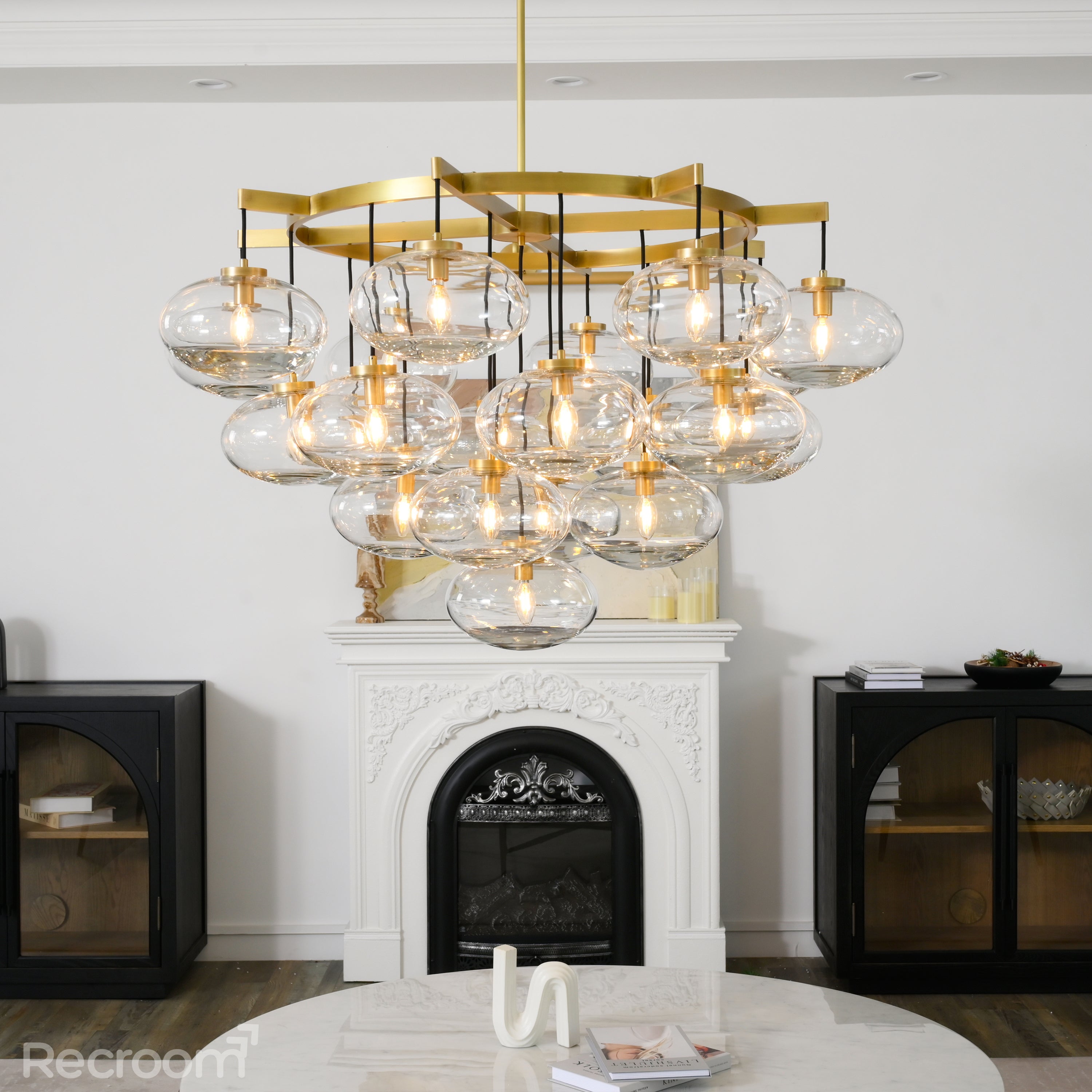 Cabretten Clear Glass Round Chandelier 48" - Zonesus
