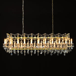 Luminox Iron & Crystal Rectangular Chandelier 63" - Zonesus