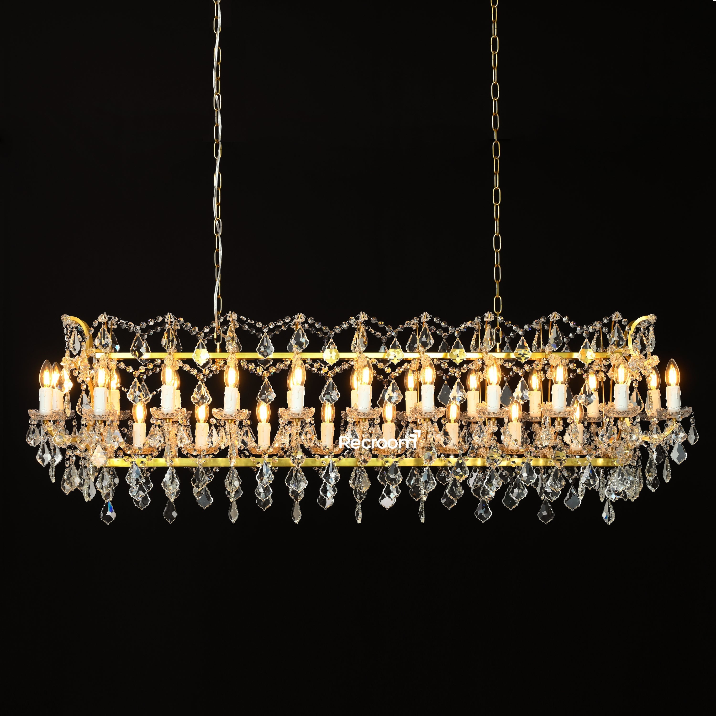 Luminox Iron & Crystal Rectangular Chandelier 63" - Zonesus