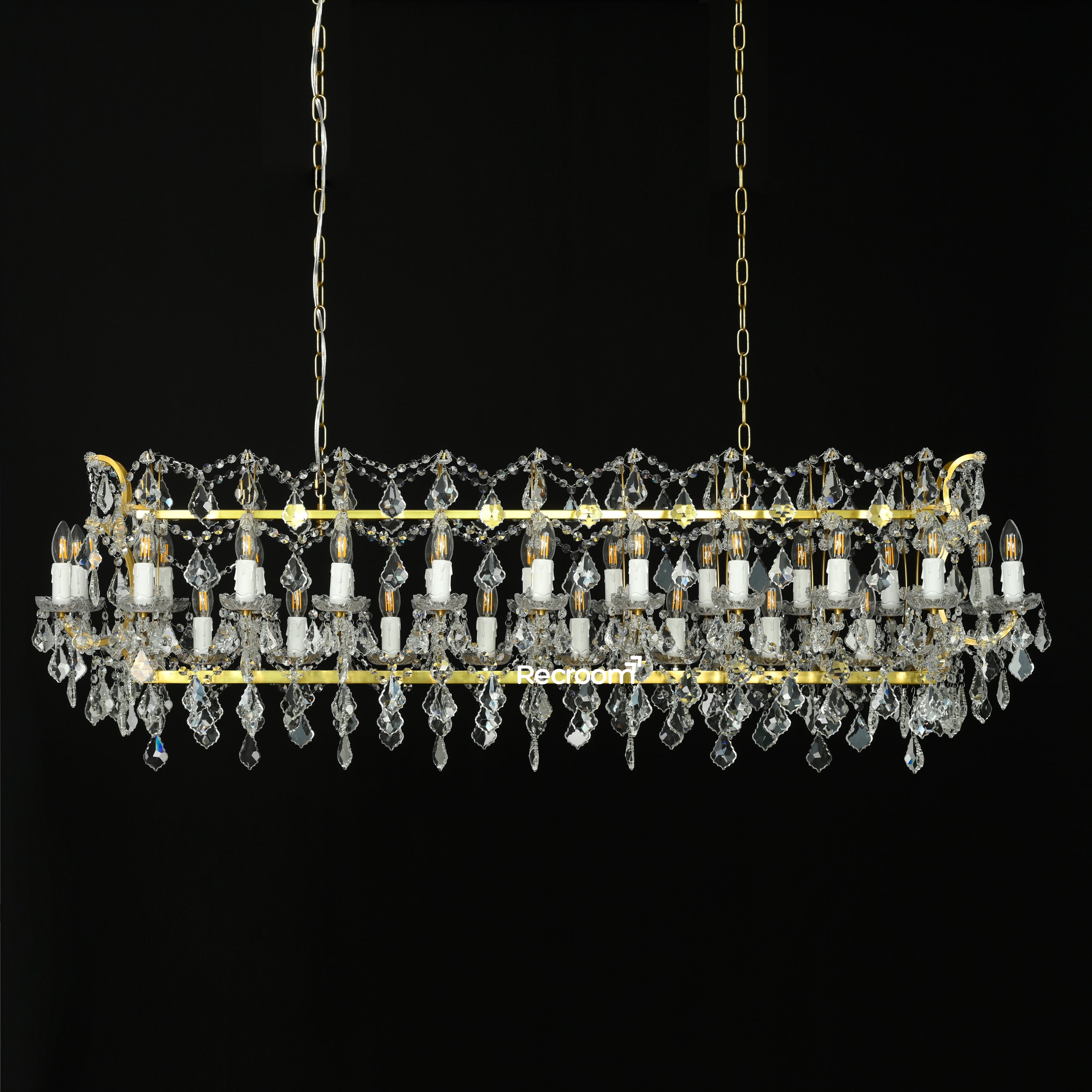 Luminox Iron & Crystal Rectangular Chandelier 63" - Zonesus