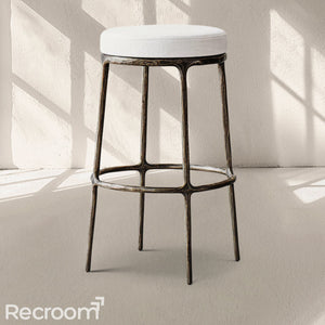 Thaddeo Backless Fabric Swivel Bar & Counter Stool - Zonesus
