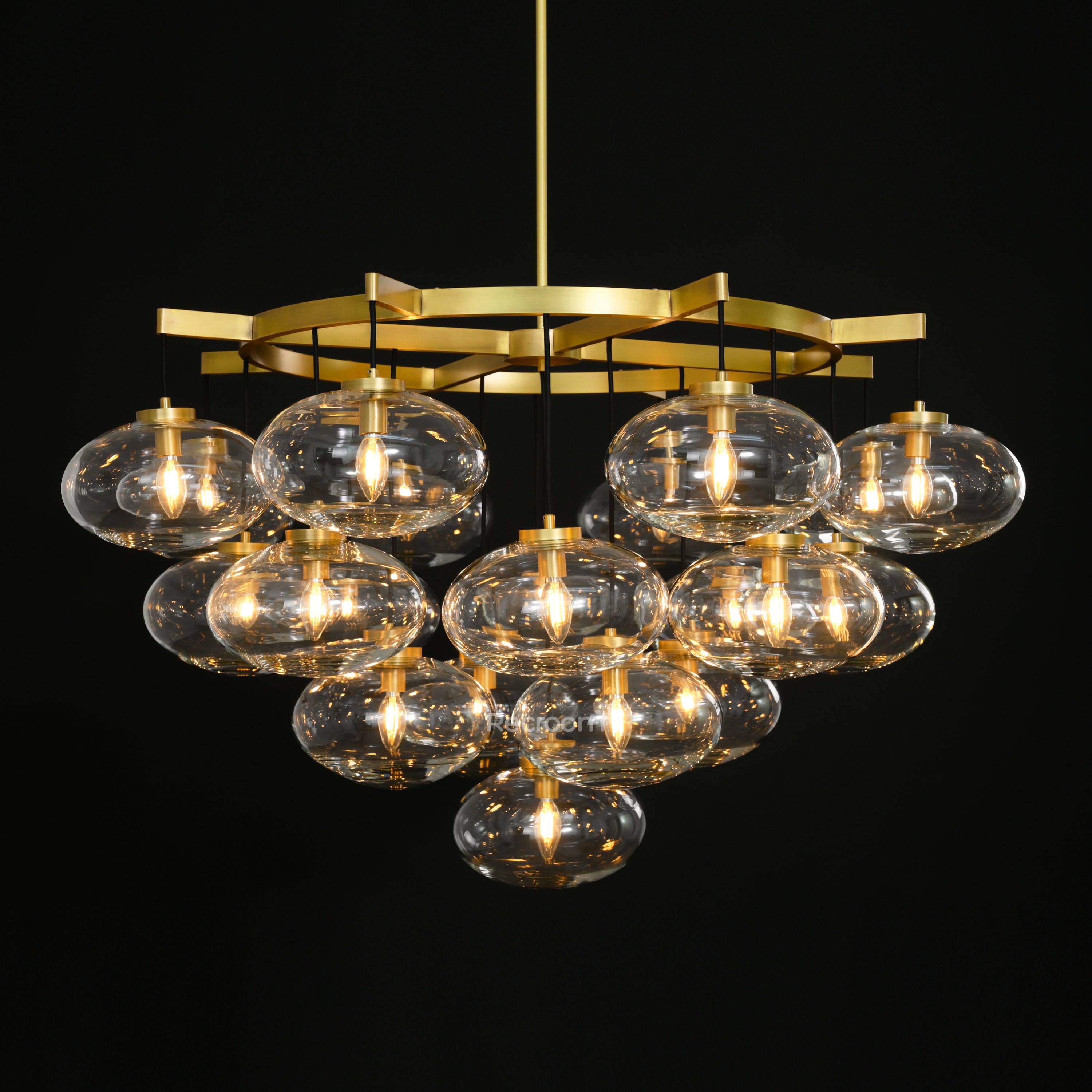 Cabretten Clear Glass Round Chandelier 48" - Zonesus