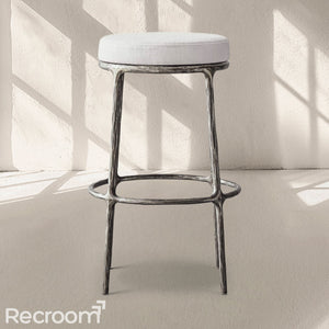 Thaddeo Backless Fabric Swivel Bar & Counter Stool - Zonesus