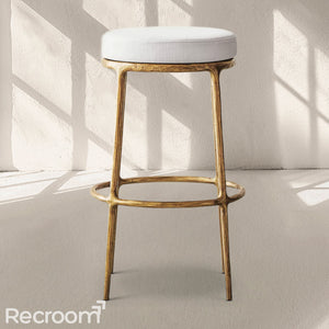 Thaddeo Backless Fabric Swivel Bar & Counter Stool - Zonesus