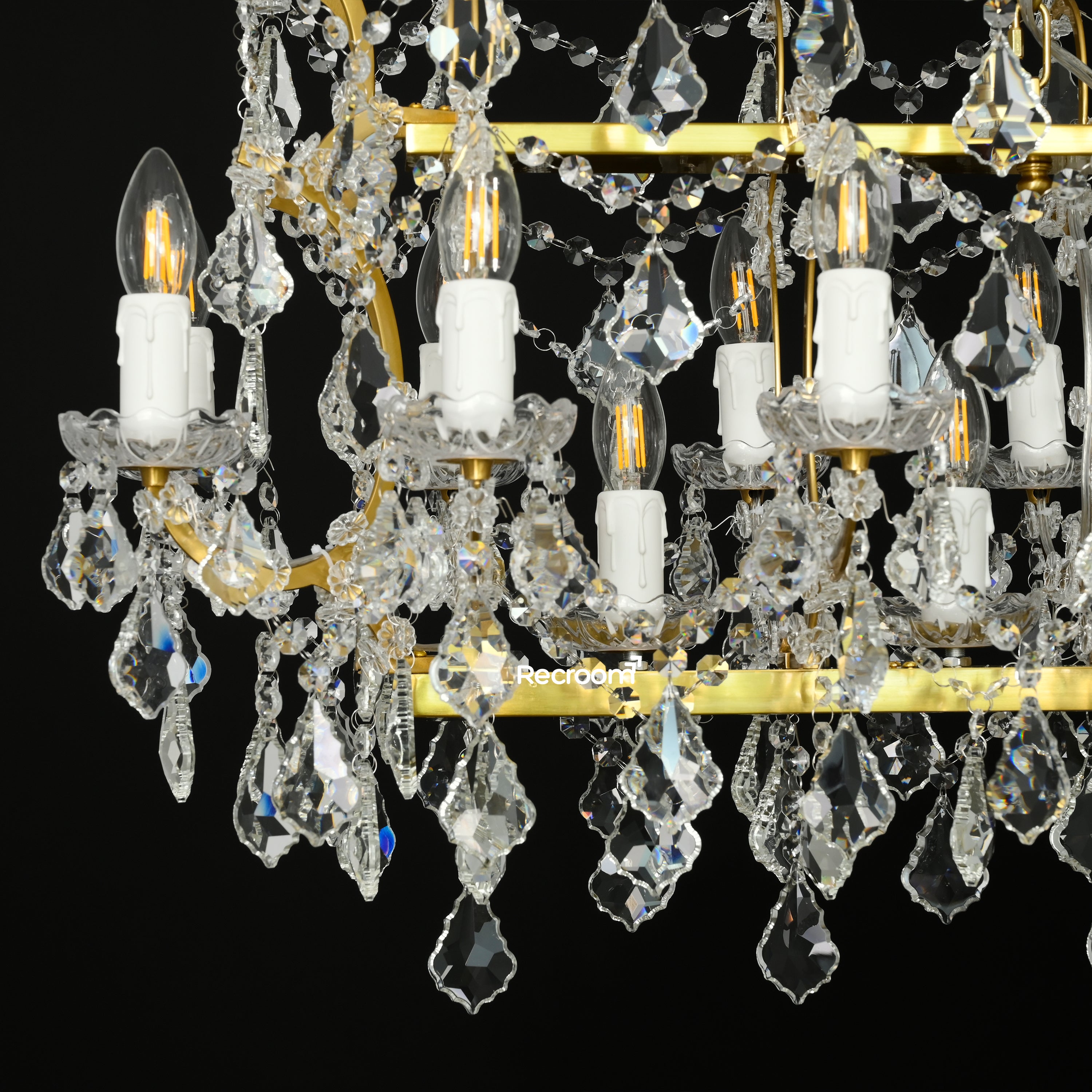 Luminox Iron & Crystal Rectangular Chandelier 63" - Zonesus
