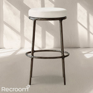 Thaddeo Backless Fabric Swivel Bar & Counter Stool - Zonesus