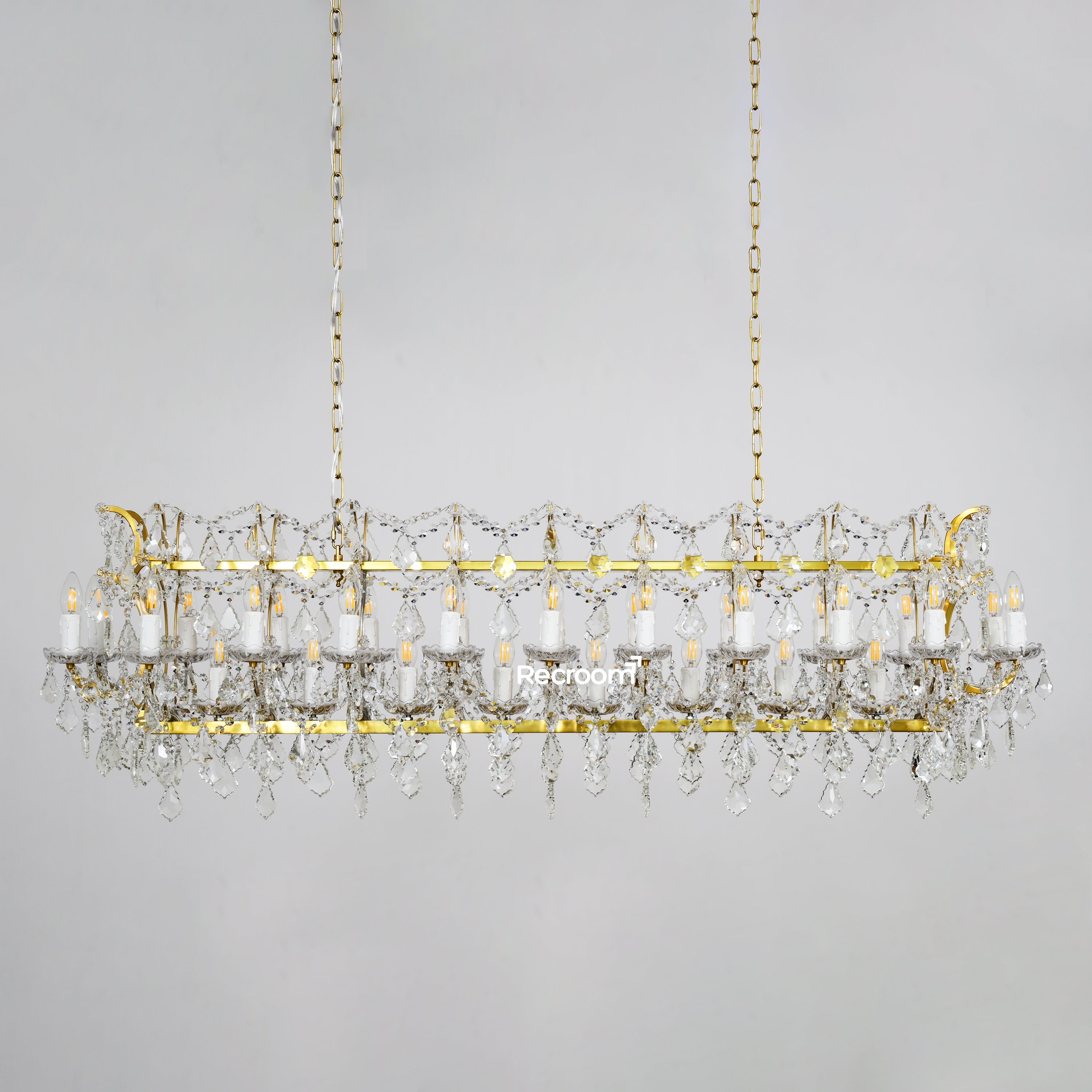 Luminox Iron & Crystal Rectangular Chandelier 63" - Zonesus