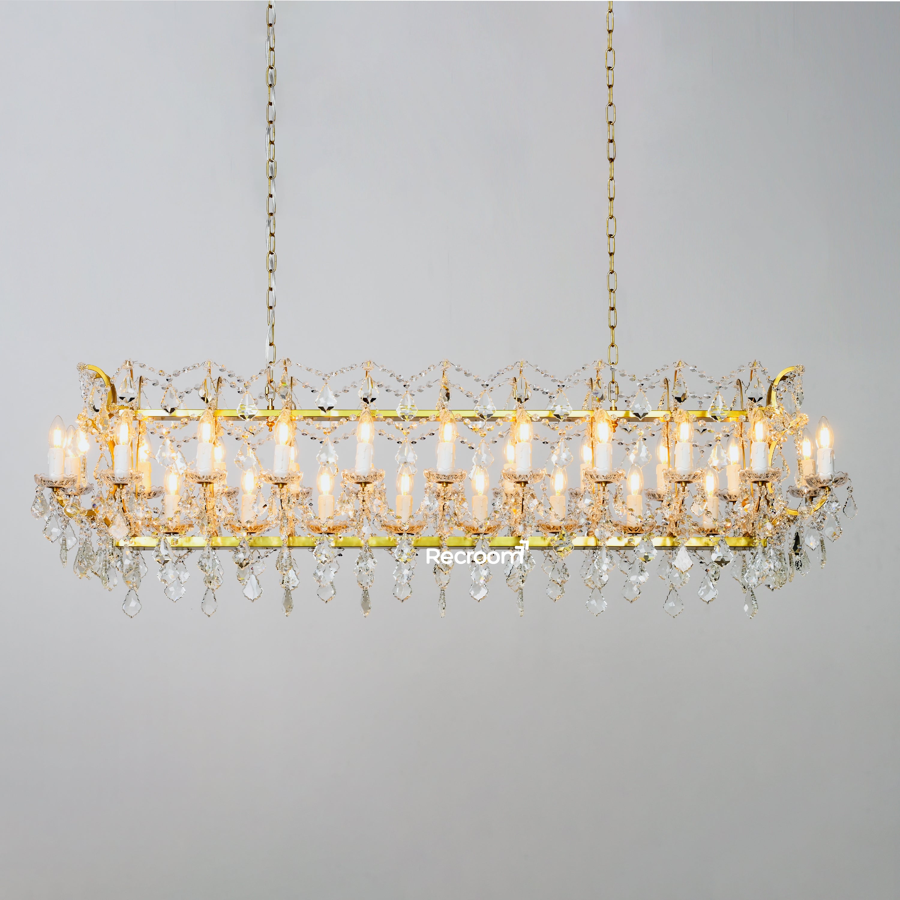Luminox Iron & Crystal Rectangular Chandelier 63" - Zonesus