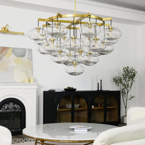 Cabretten Clear Glass Round Chandelier 48" - Zonesus