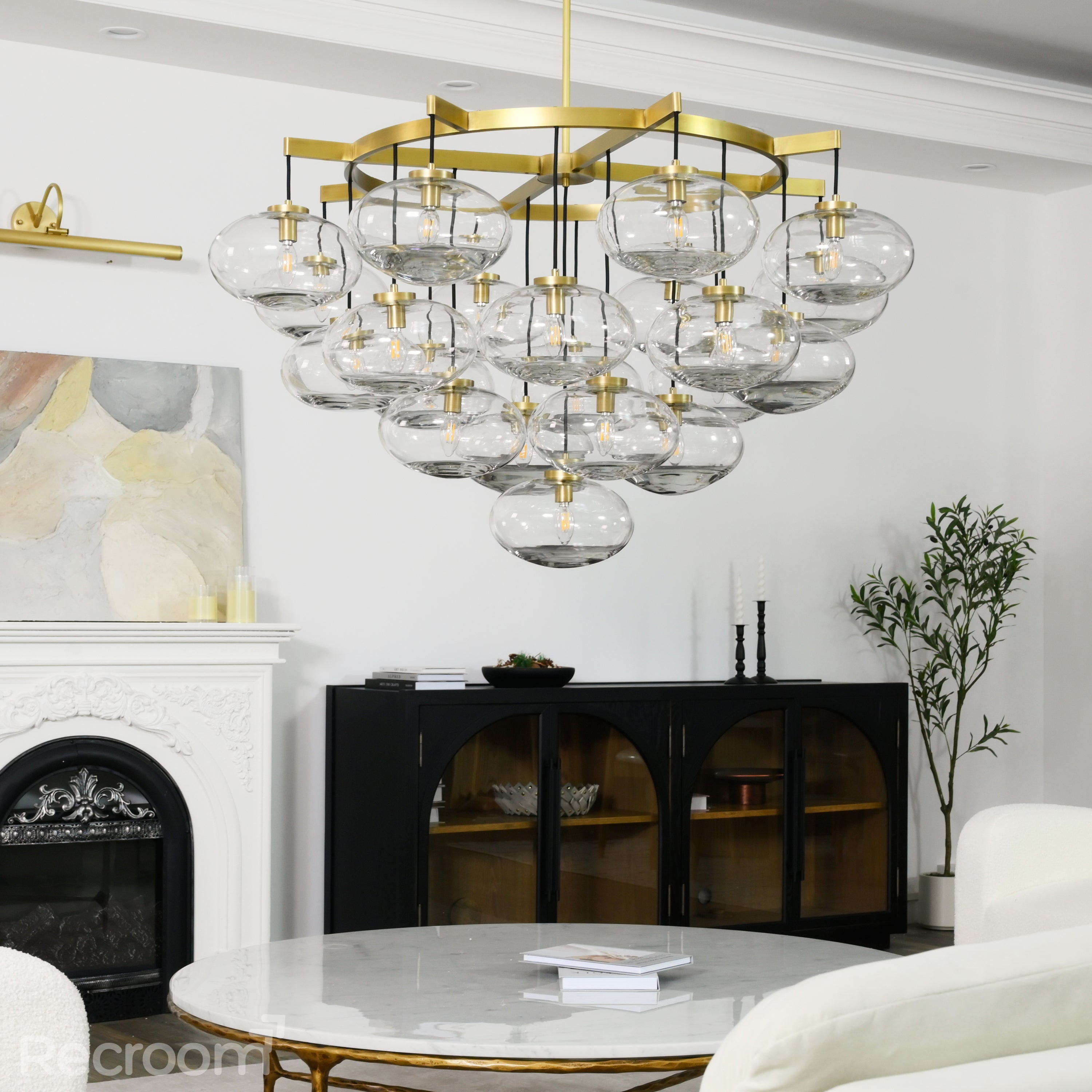 Cabretten Clear Glass Round Chandelier 48" - Zonesus