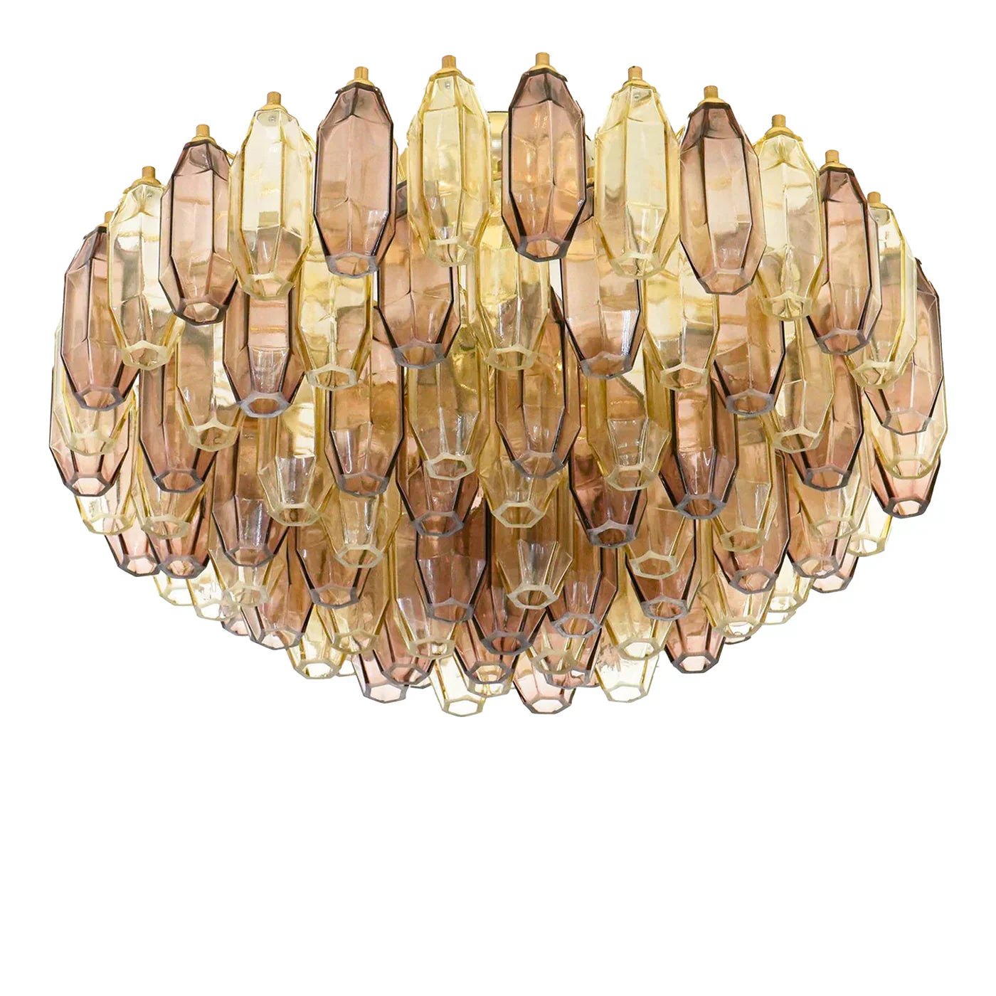 Prismatico 91 Elements Amber And Amethyst Compact Glass Chandelier 25" - Zonesus