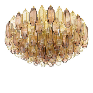 Prismatico 91 Elements Amber And Amethyst Compact Glass Chandelier 25" - Zonesus