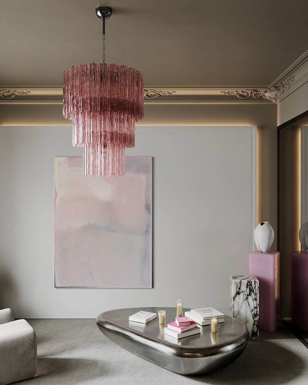 Murano Chandelier – 52 tubes – Pink - Zonesus