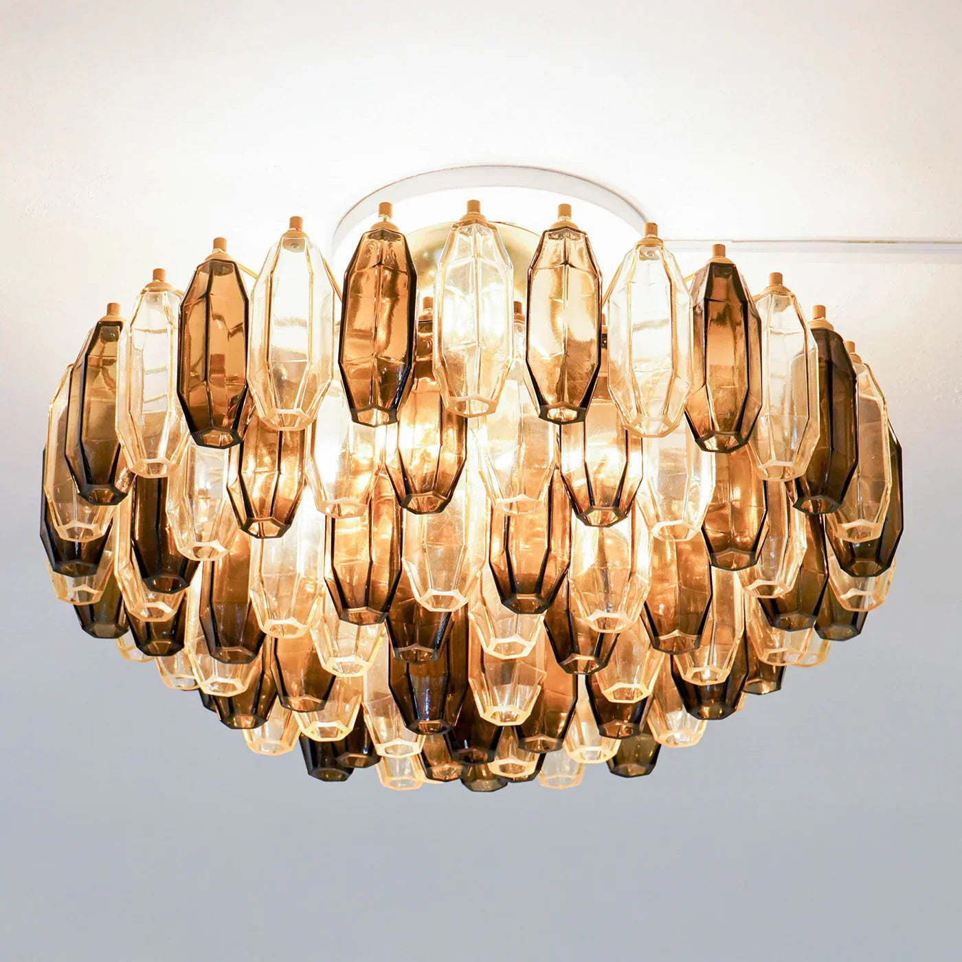 Prismatico 91 Elements Amber And Taupe Compact Glass Chandelier 25" - Zonesus