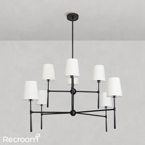 Art Fabric Lamp Shade Rhodes 2-Tier Round Chandelier 48 - Zonesus