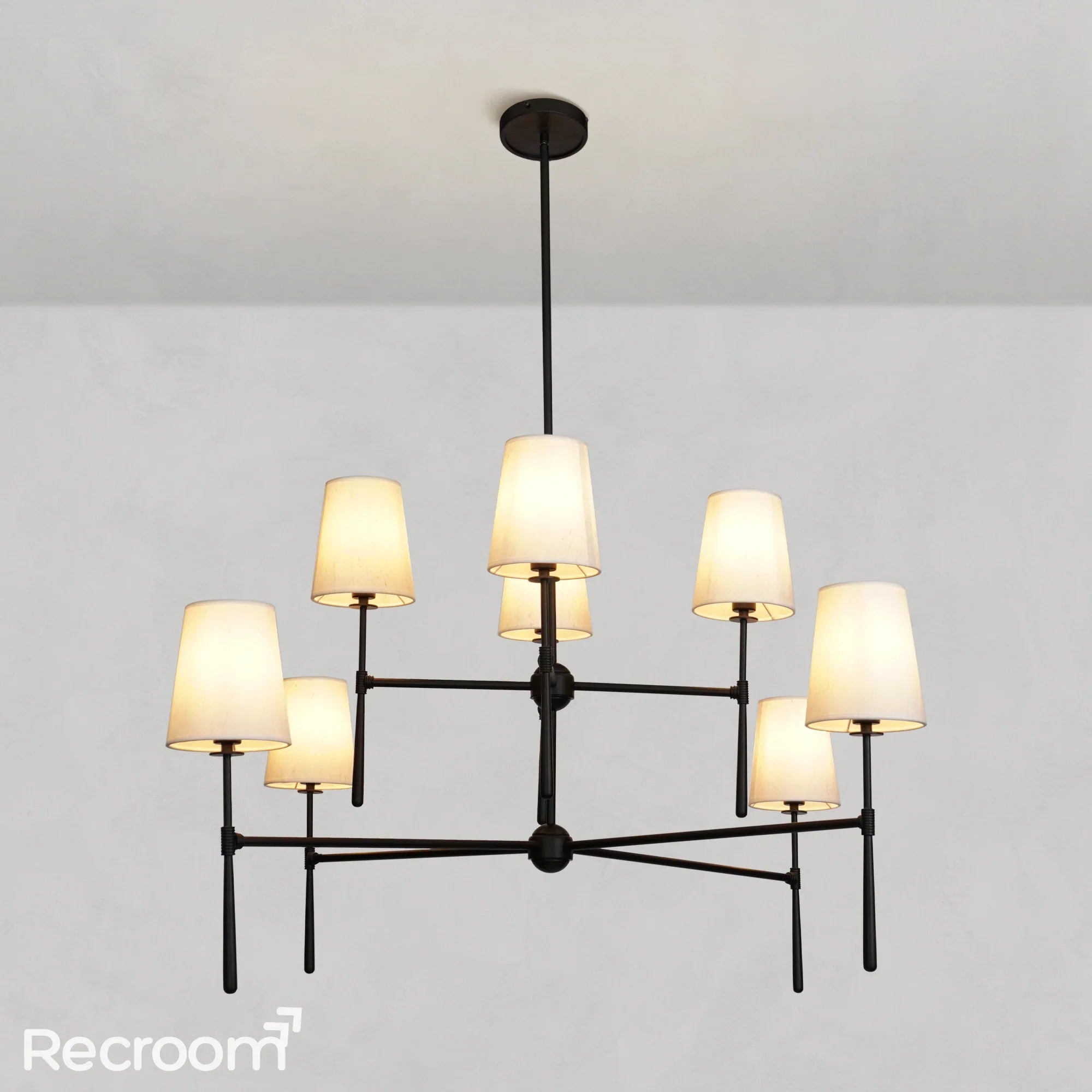 Art Fabric Lamp Shade Rhodes 2-Tier Round Chandelier 48 - Zonesus