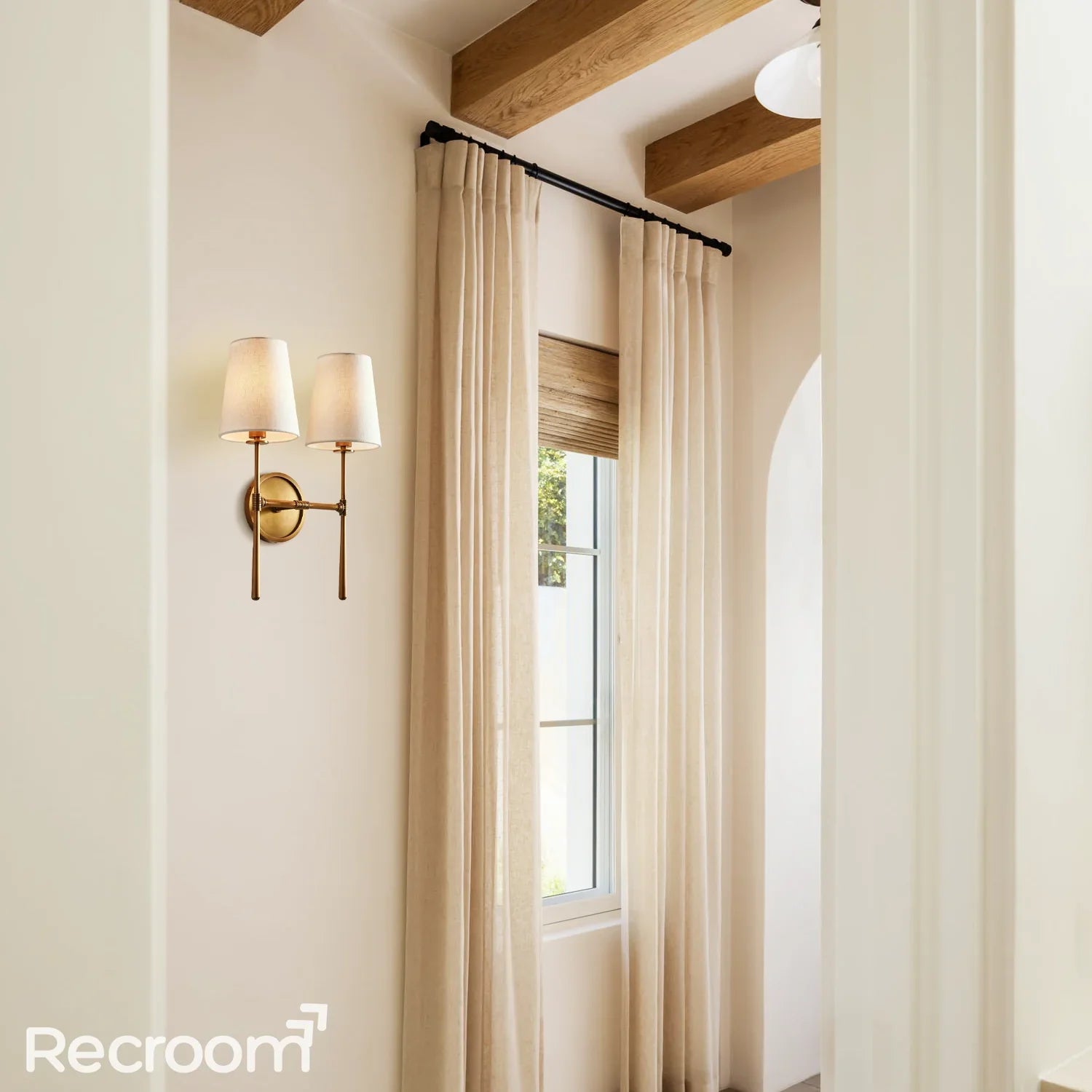 Art Fabric Lamp Shade Rhodes Double Wall Sconce - Zonesus