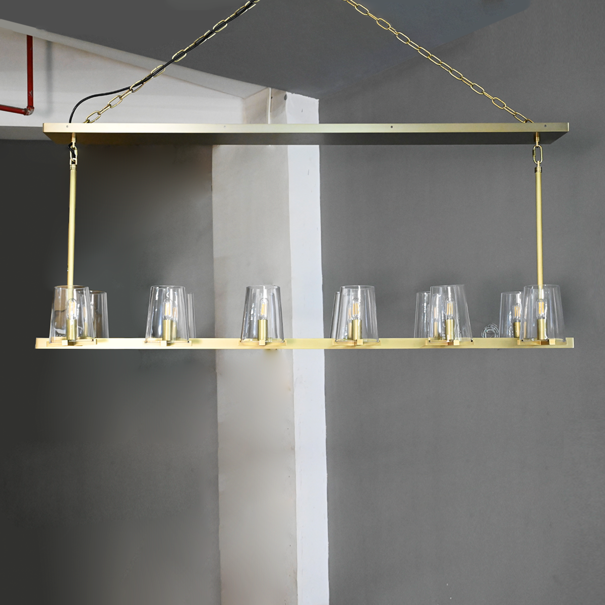Pauillyc Clear Glass Linear Chandelier 49" 60" - Zonesus