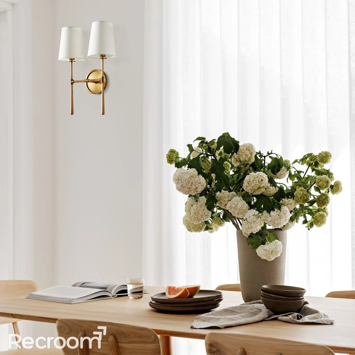Art Fabric Lamp Shade Rhodes Double Wall Sconce - Zonesus