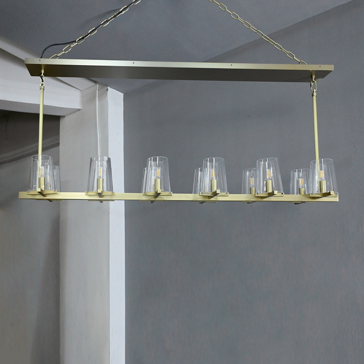 Pauillyc Clear Glass Linear Chandelier 49" 60" - Zonesus