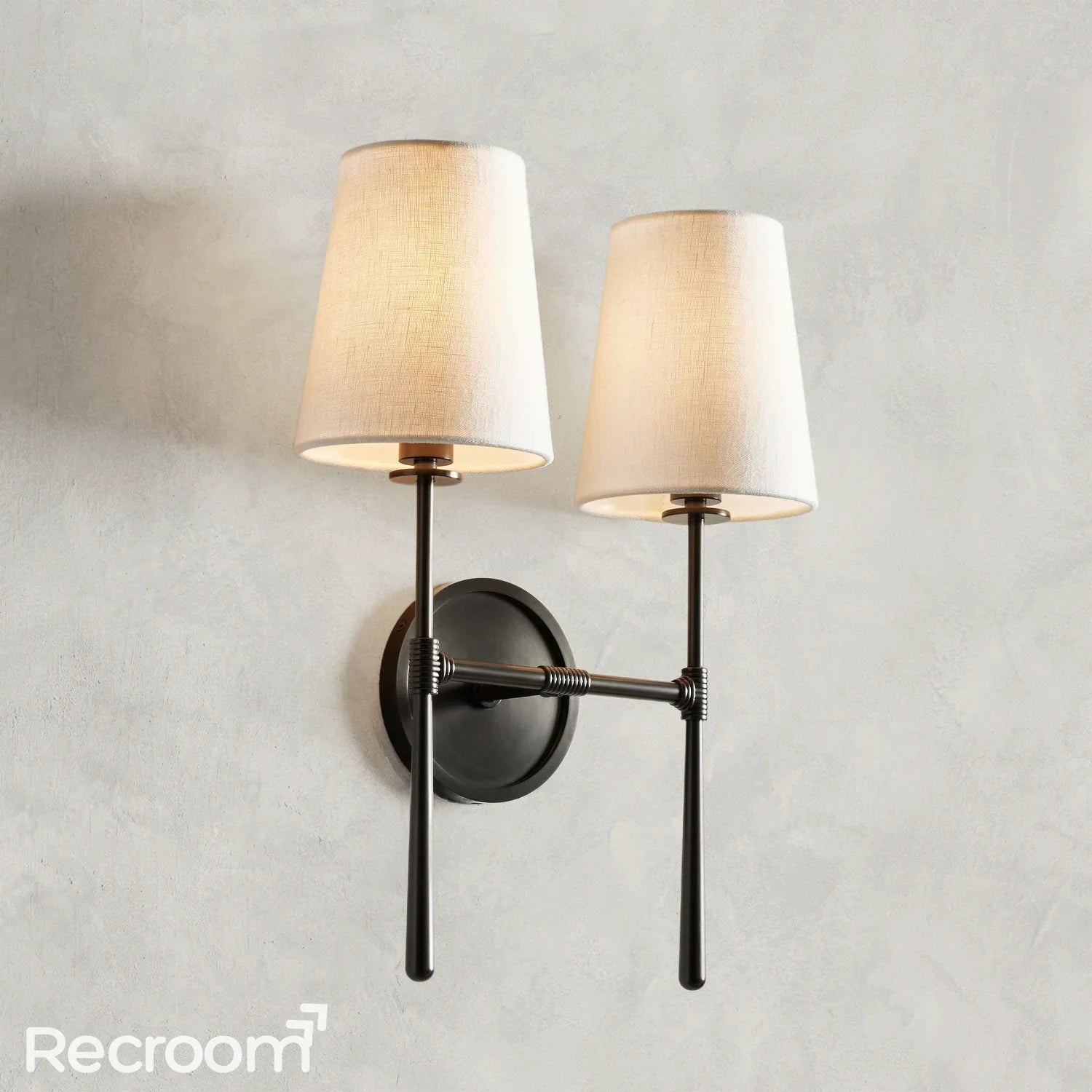 Art Fabric Lamp Shade Rhodes Double Wall Sconce - Zonesus